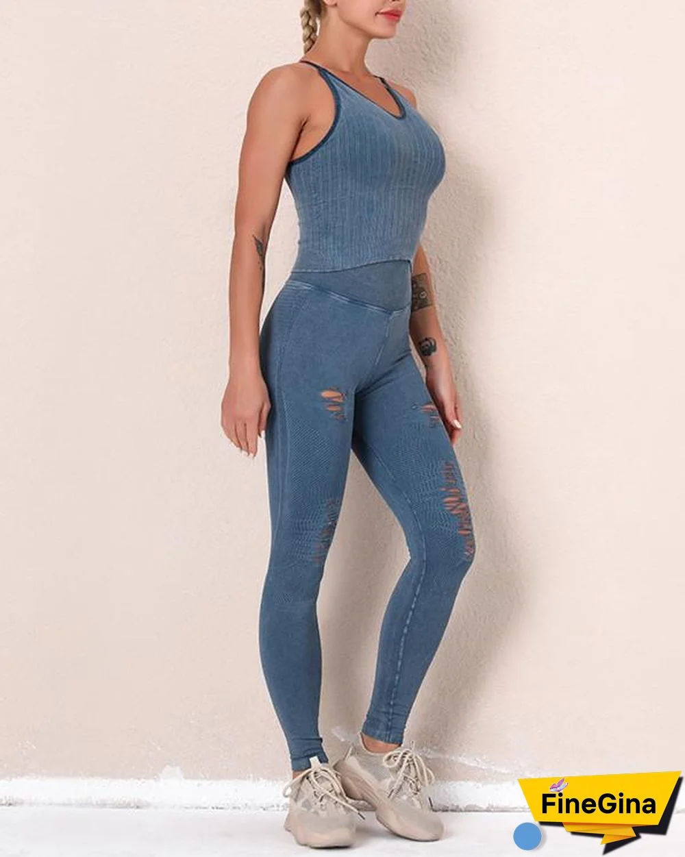 New Fitness Legging Yoga Pants & Vest Suit