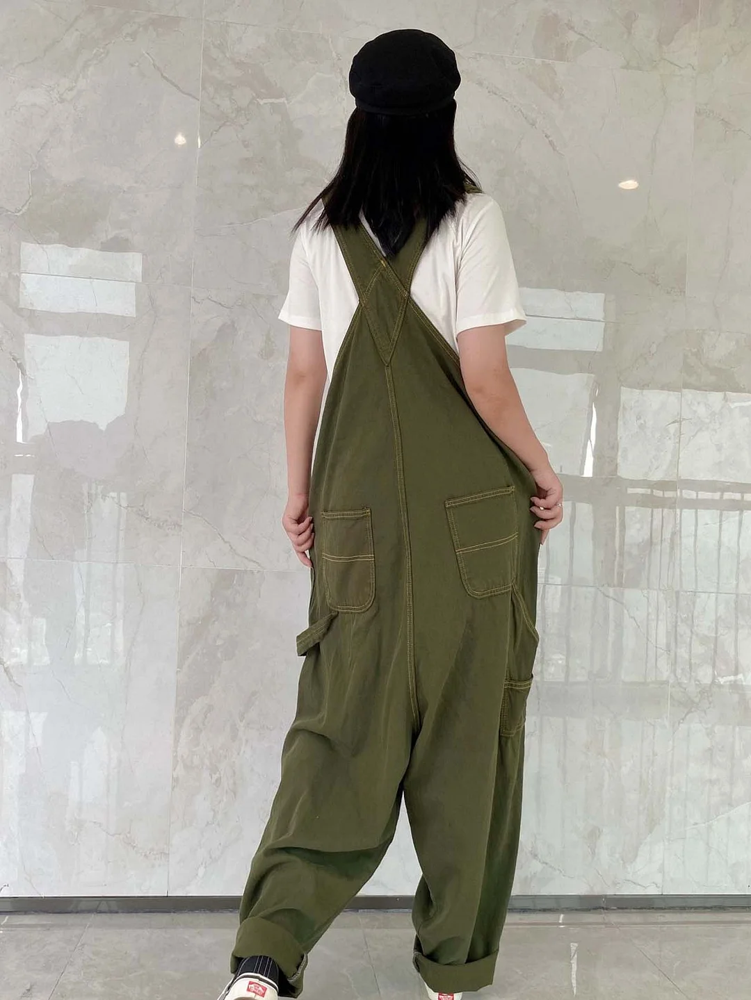 Women Half Sleeve V-neck Solid Color Dress