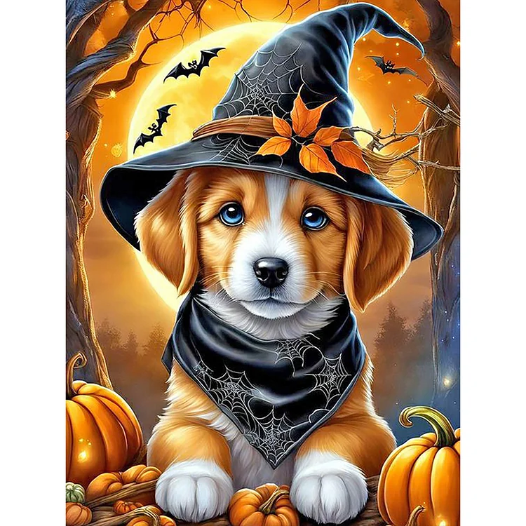 Full Round Diamond Painting - Halloween Cats And Dogs 30*40CM