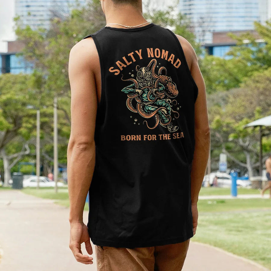 Salty Nomad Born For The Sea Printed Men's Tank