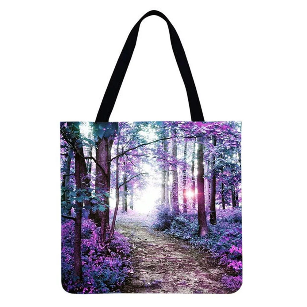 Linen Tote Bag-Forest scenery