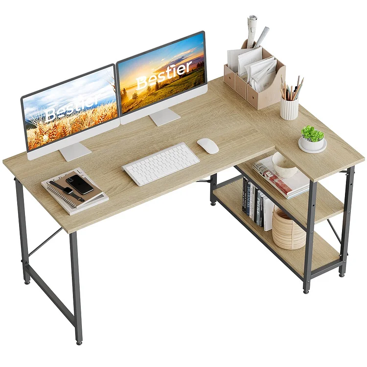 Bestier 55 inch Corner L Shaped Computer Desk 