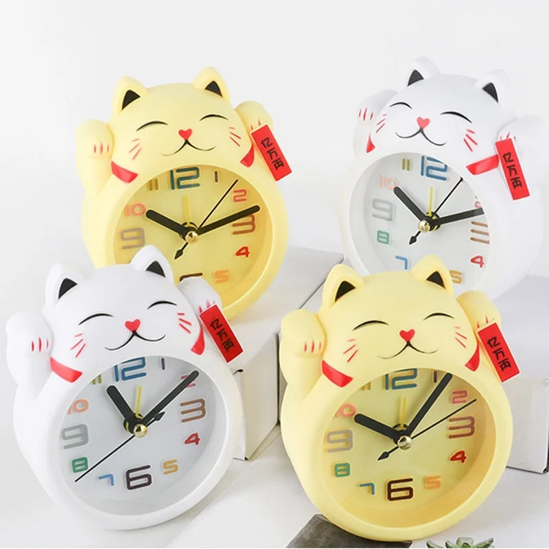 Mini Alarm Clock Kids Decorative Bedroom Cute Cat Table Clocks Children Student Plastic Little Cartoon Desktop Watch