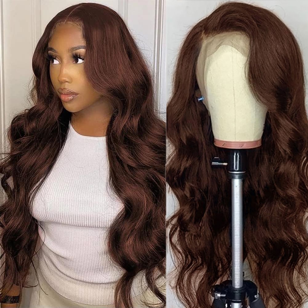 Chocolate Brown Lace Front Wigs 13x4 Body Wave Synthetic Glueless Heat Resistant Fiber Hair Brown Wave Lace Front Wigs for Women US Mall Lifes