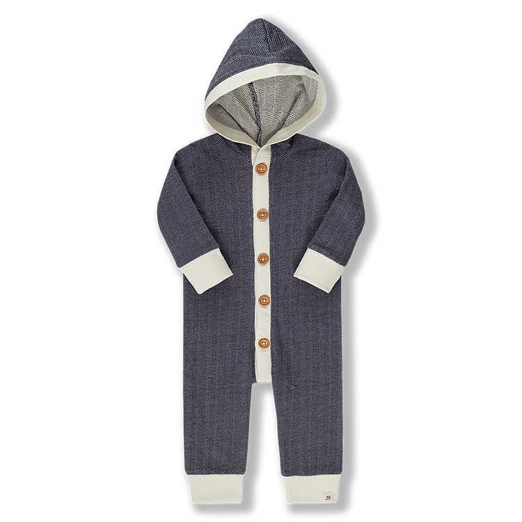 Herringbone Long Sleeeve Hooded Romper