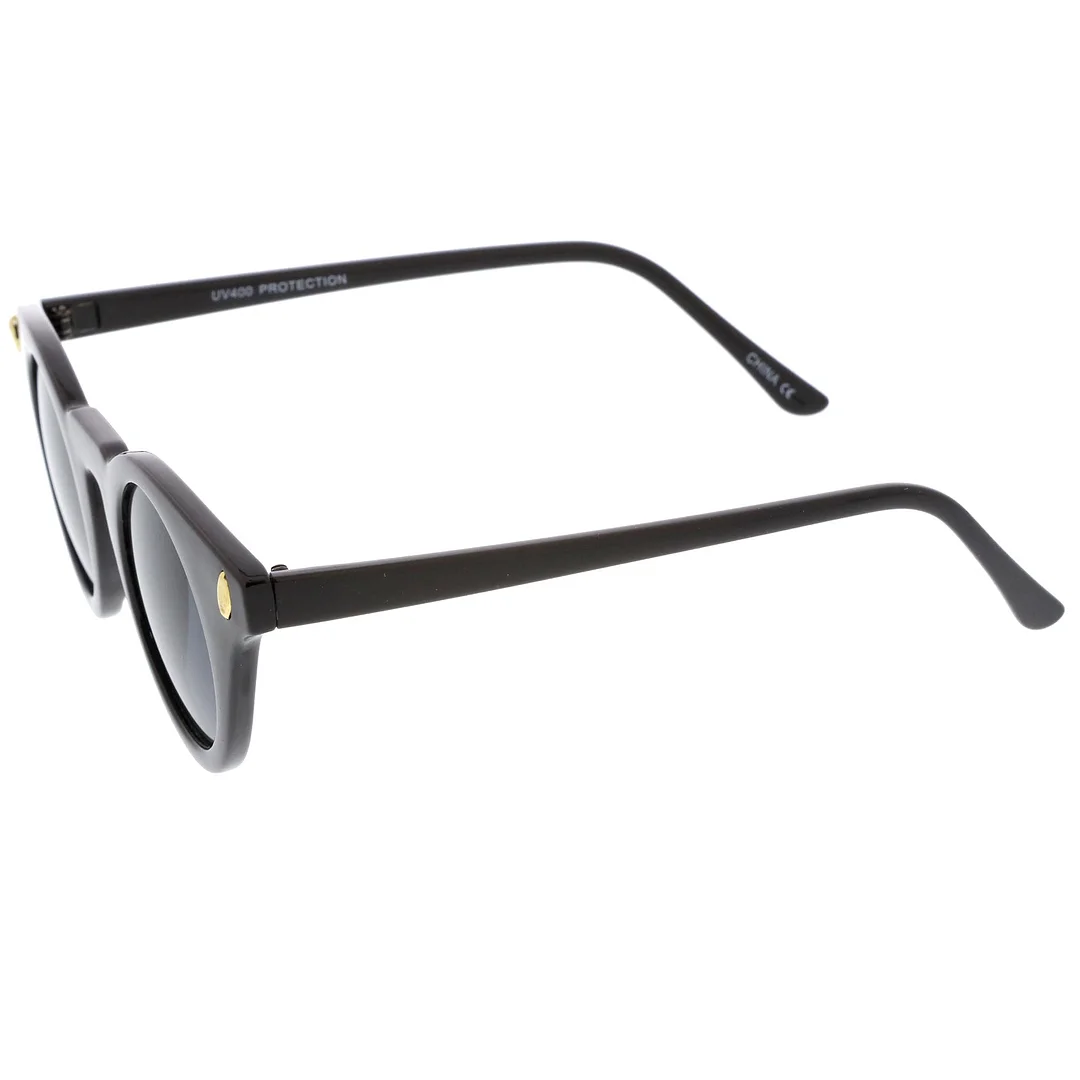 Women's Small Slim Temple Flat Round Lens Cat Eye glasses 39mm