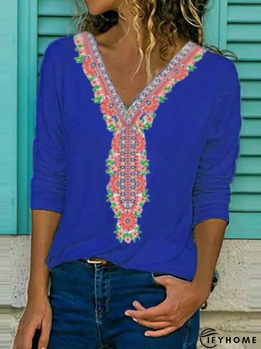 Casual V Neck Tunic Top | IFYHOME