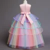 Unicorn Flower Girl Dress Wedding Party Rainbow Tutu Gown Birthday Dresses - honeylives