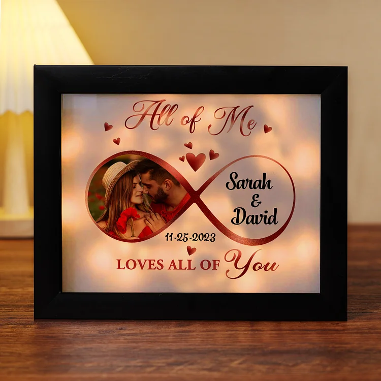 Personalized 2 Names Couple Frame Custom Photo And Date Set With Night Light Anniversary Gift For Couple