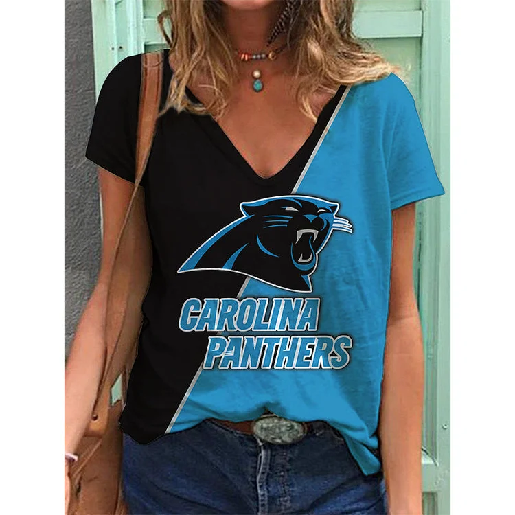 Carolina Panthers  Lightweight Short Sleeve V-Neck T-Shirt