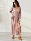 Solid Split-side V-neck Maxi Dress