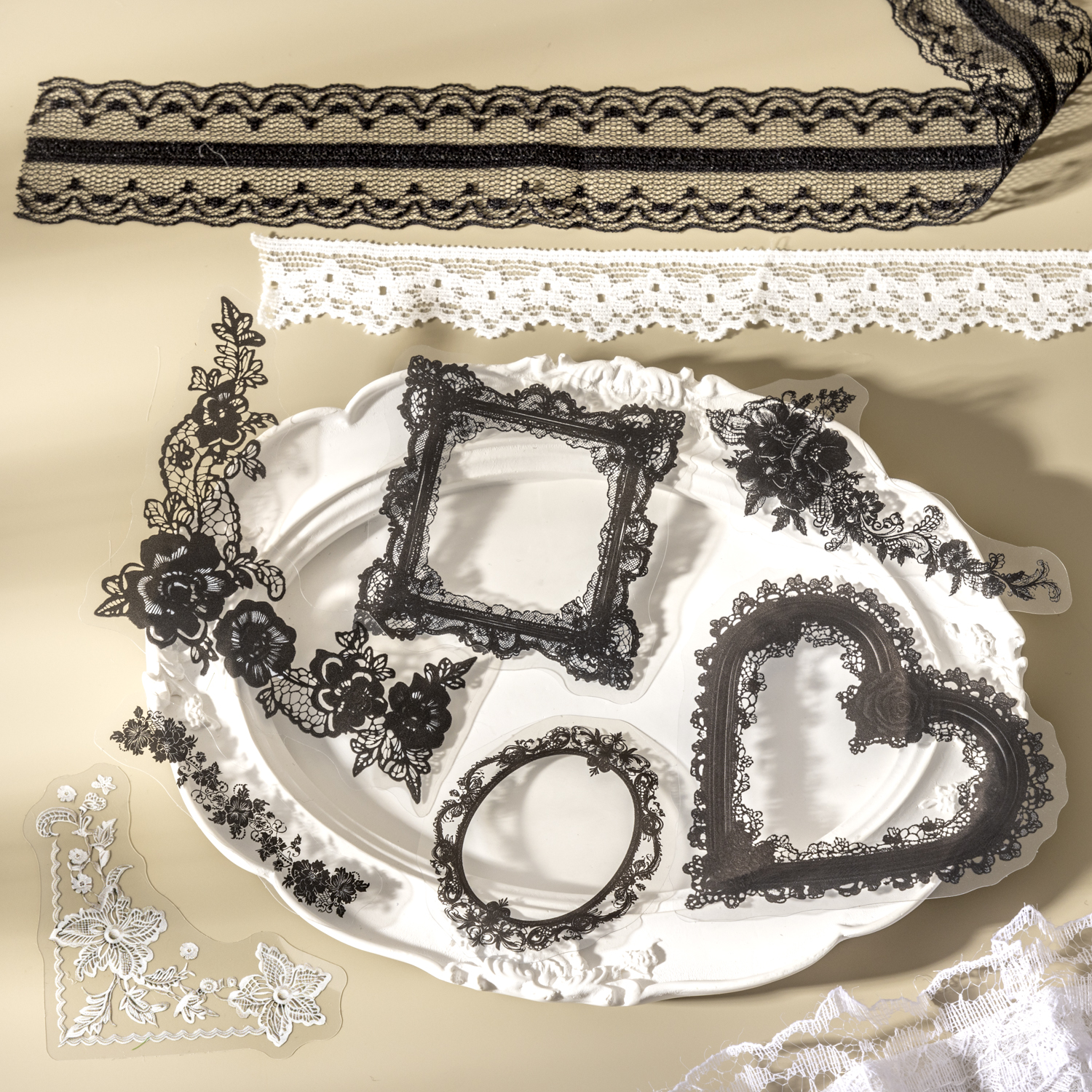 소재 패키지 - 미스 레이스의 데이 앤 나이트 시리즈 빈티지 홀로우 레이스