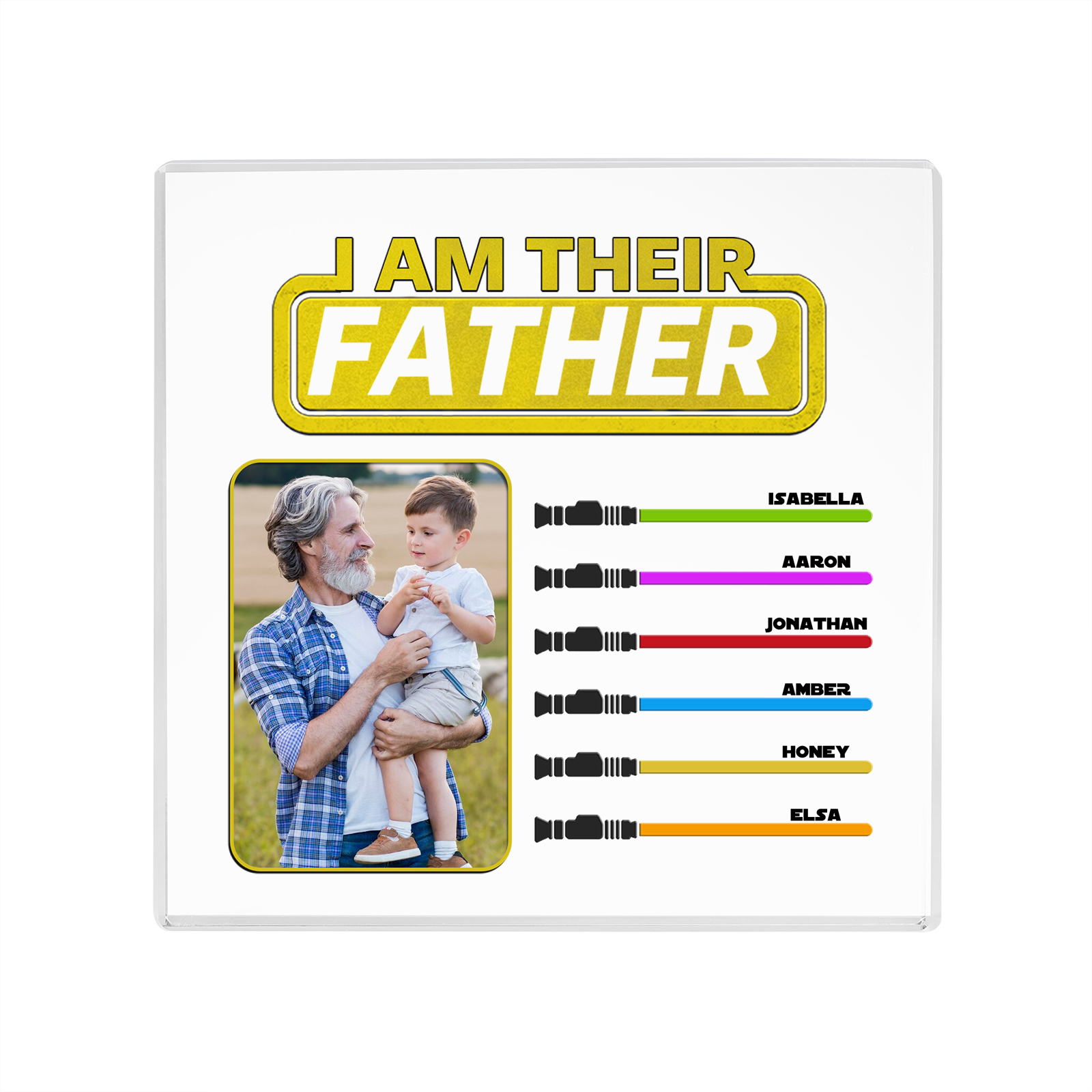 6 Names - Personalised Photo & Name Acrylic Square Keepsake Rectangle Plaque "I Am Their Father" Gifts for Dad-Jessemade AU