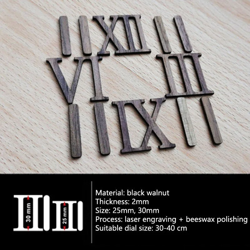 Solid Wood Wall Clock Parts Classic Wooden DIY Home Decor Clock Repair Accessories Clocks Numbers & Point Repair Essential Tools