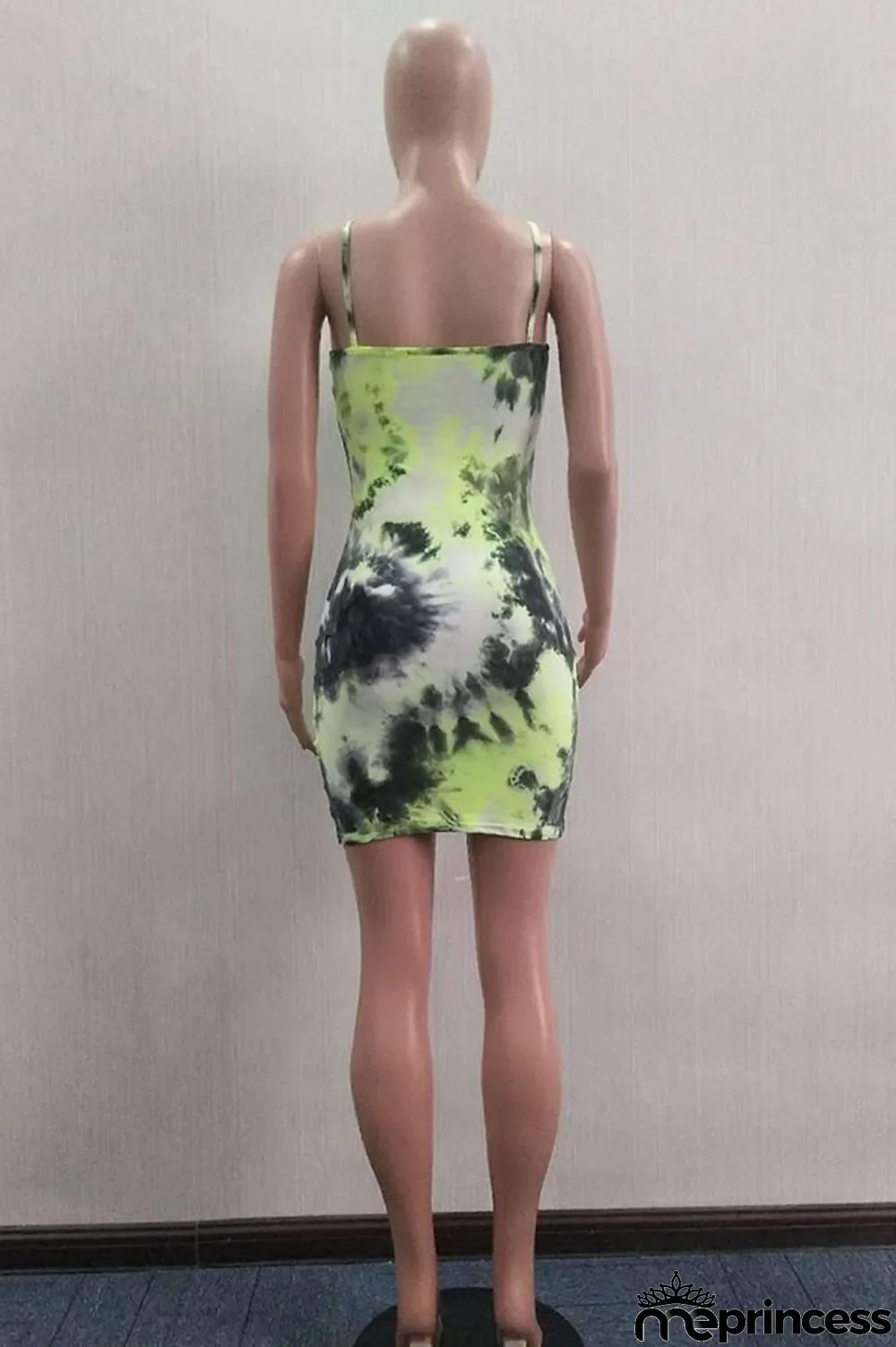 Blue Milk. Fashion Sexy Blue Green Pink Orange Yellow purple colour Spaghetti Strap Sleeveless Slip Step Skirt skirt Ombre backless Tie and dye Dresses