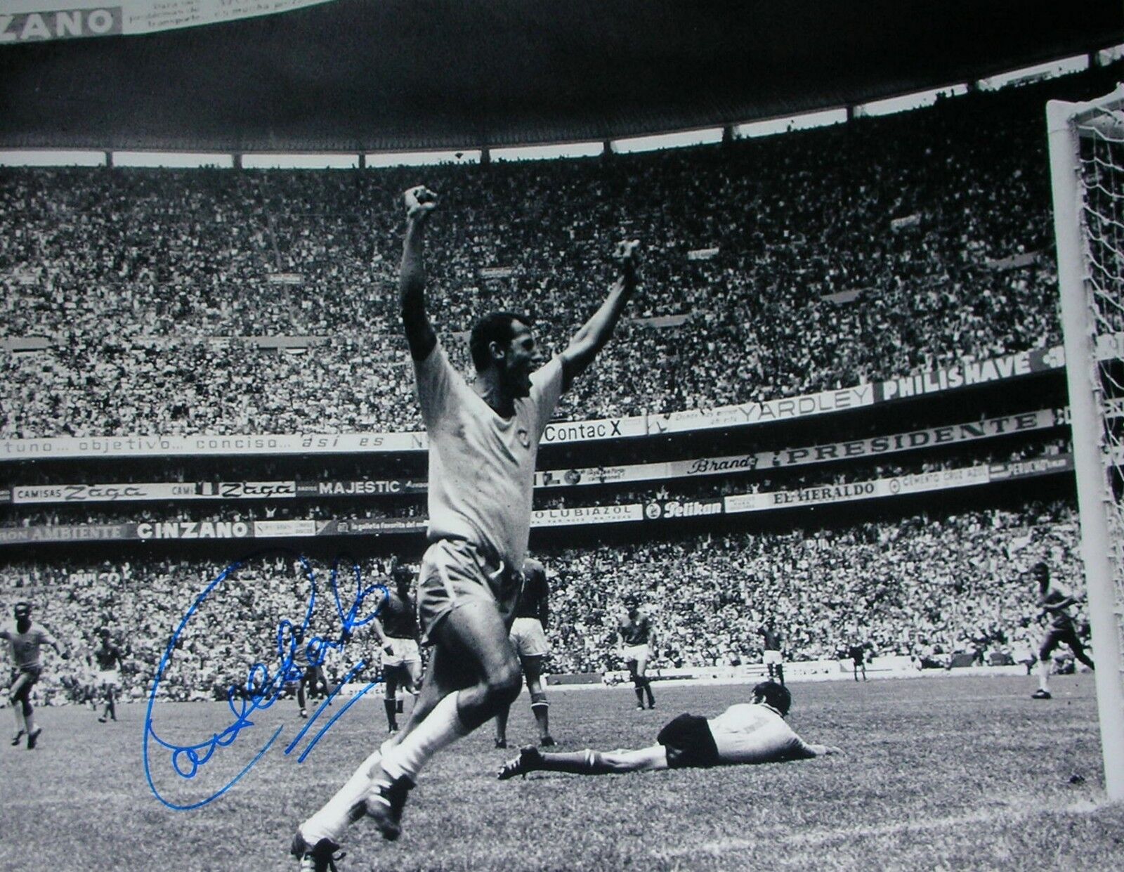 CARLOS ALBERTO SIGNED BRAZIL 1970 FIFA WORLD CUP FINAL 16x12 Photo Poster painting PELE PROOF