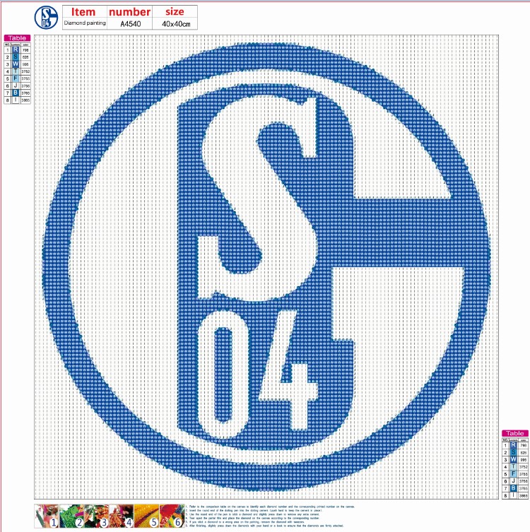 

(Round/Square) Football Schalke 04 - Diamond Painting/Paint By Numbers/Cross Stitch, Round diamond 40*40cm, 501 Original