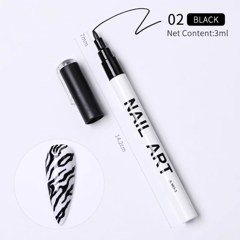 1 Pcs Nail Art Graffiti Pen Waterproof Drawing Painting Liner Brush DIY Flower Abstract Lines Details Nail Art Beauty Nail Tool-Nail Inspo