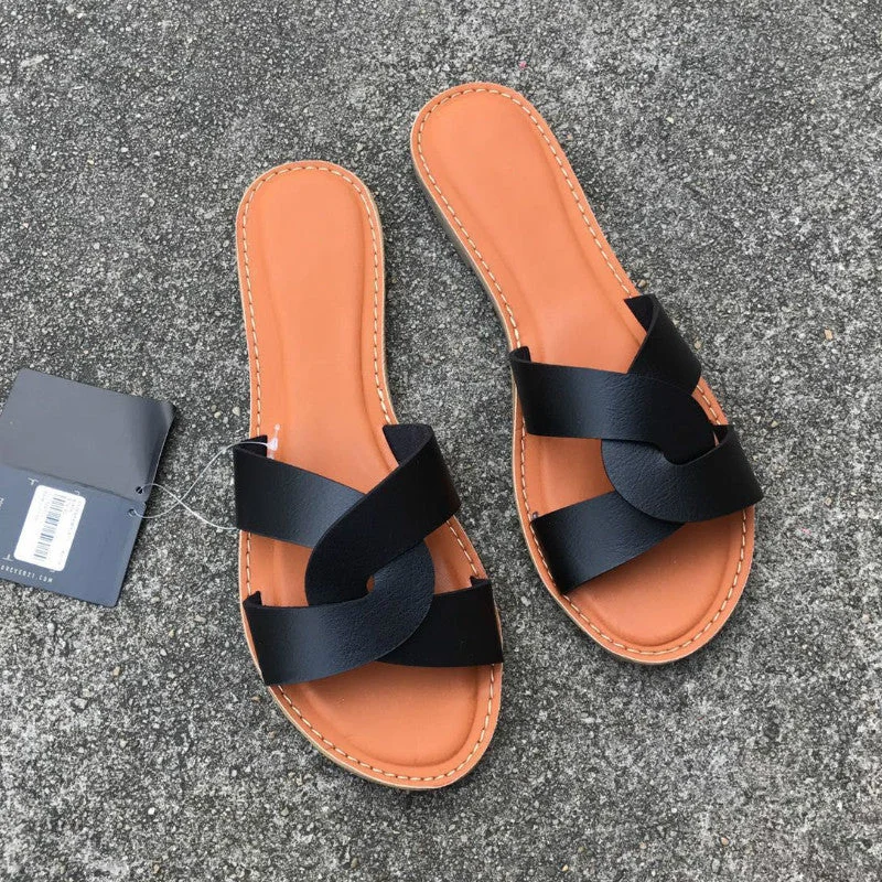 Summer Style Fashion PU Leather Slides