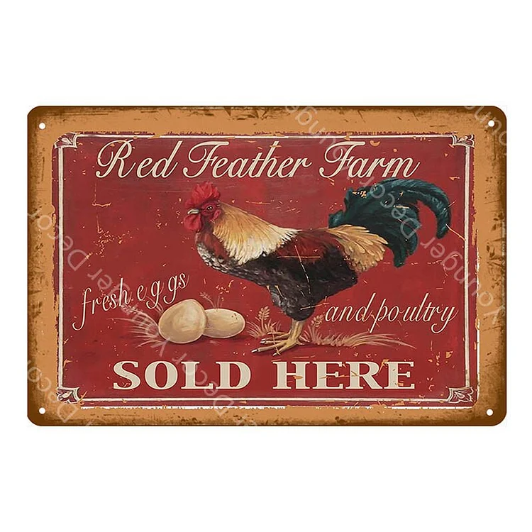 Poulet frais heureux - enseignes en étain vintage / enseignes en bois - 7.9x11.8in & 11.8x15.7in