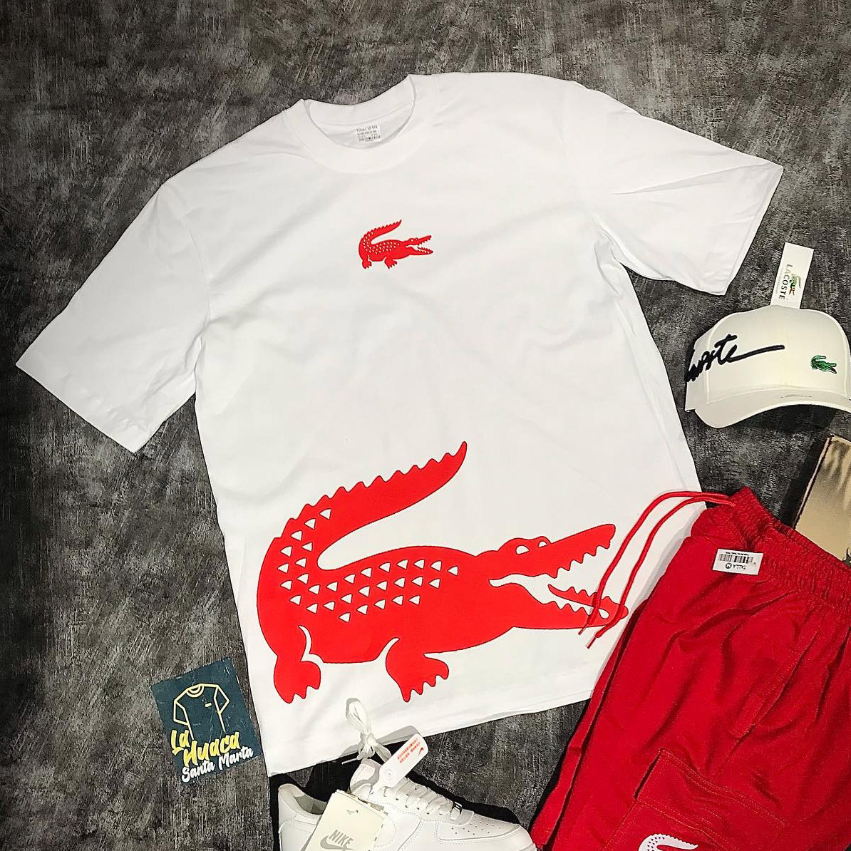 Lacoste Red Logo Cotton Short Sleeve T-Shirt