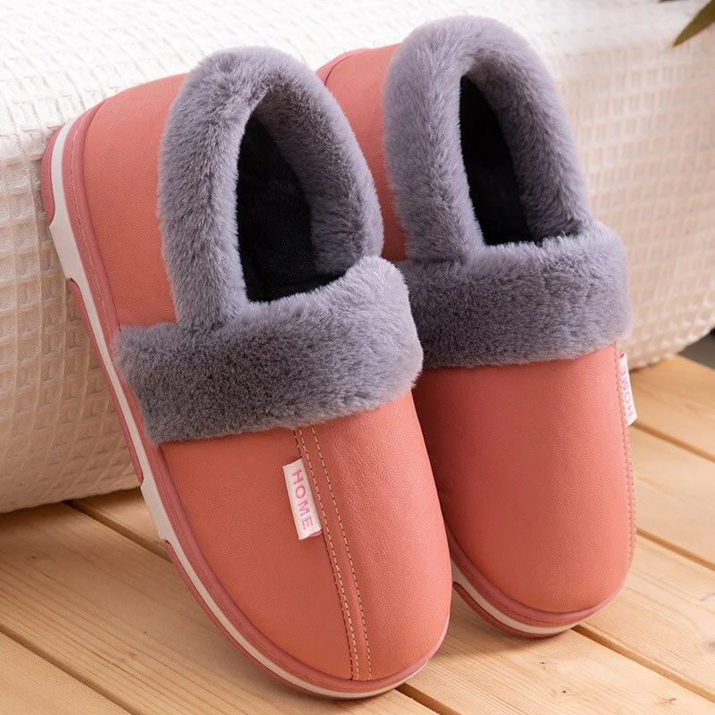 Qengg MCCKLE Women's Home Slippers Plush Warm House Shoes for Women 2021 Non-slip Soft Winter Indoors Bedroom Couples Floor Slipper