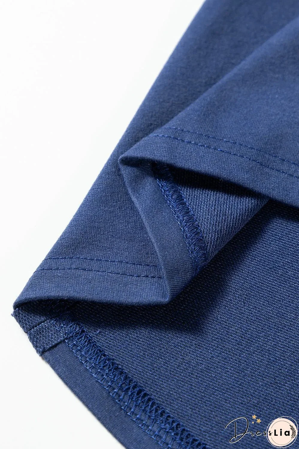 Sail Blue Flower Patchwork Raglan Sleeve Exposed Seam Oversized Top