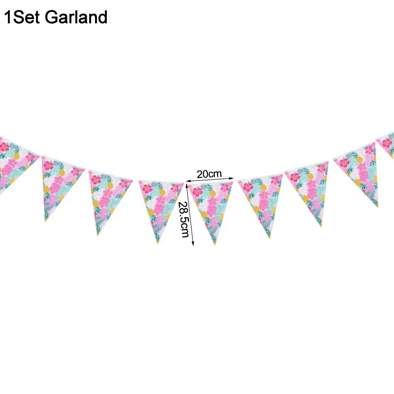 Hawaii Aloha Happy Birthday Banner Flamingo Hawaiian Tropical Party Decor Luau Summer Party Supplies Latex Balloons Cake Toppers