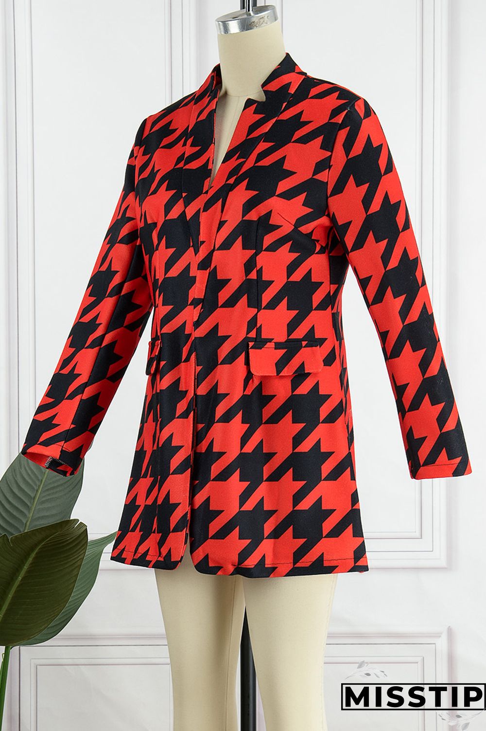 Green White Casual Print Patchwork Cardigan Turn-back Collar Outerwear