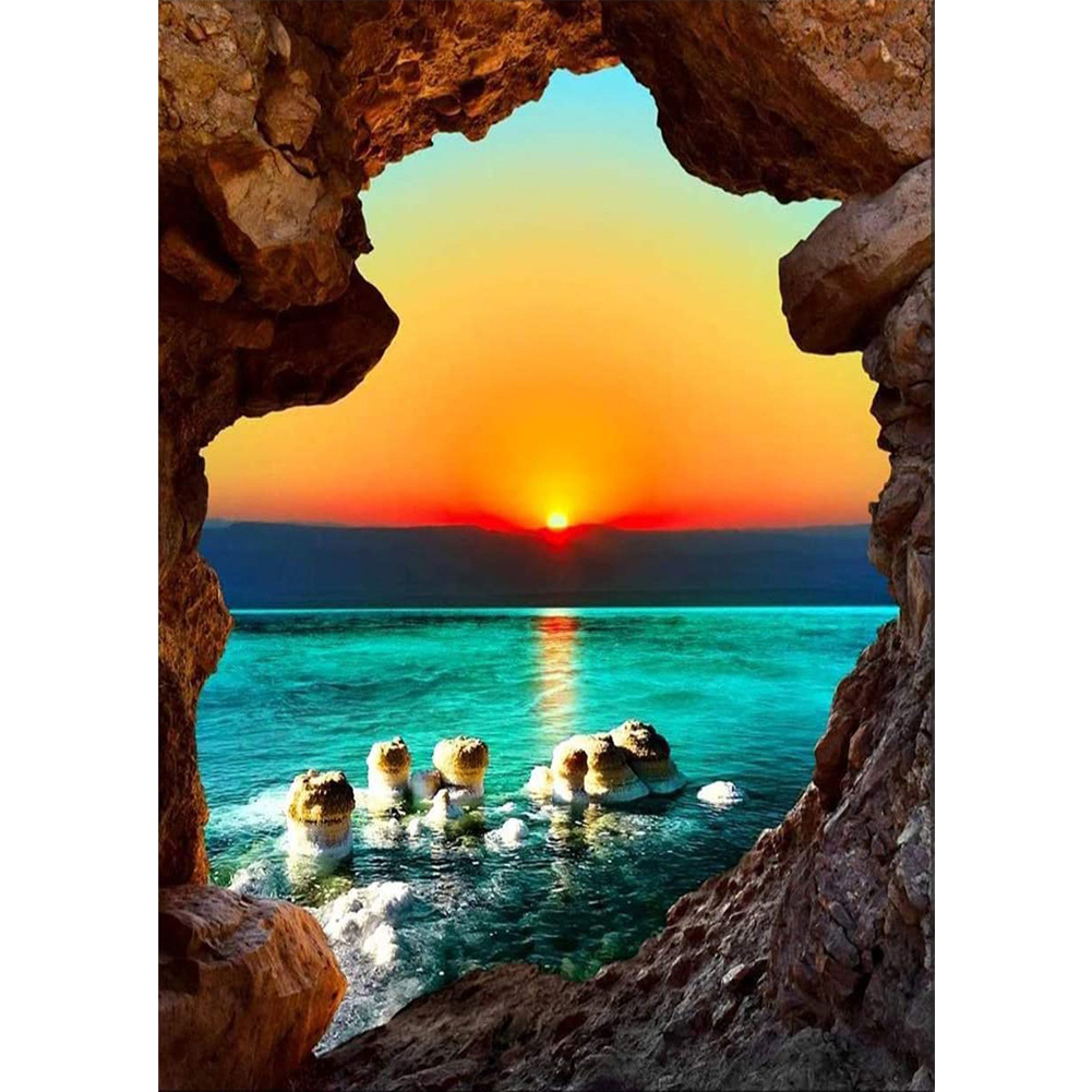 

(Multi-Size) Sunset by The Sea - Round/Square Drill Diamond Painting - 30*40CM, Round diamond 40*50cm, 501 Original