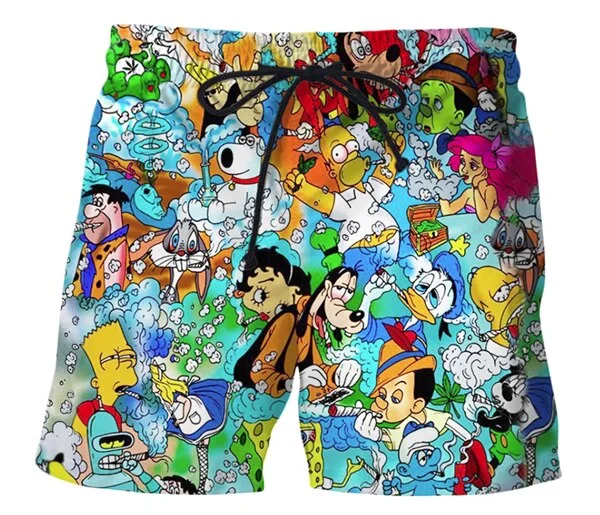 3D Printed stoned toons 90s Cartoon collage Men Shorts Harajuku Fashion Shorts Male/Female summer Casual shorts