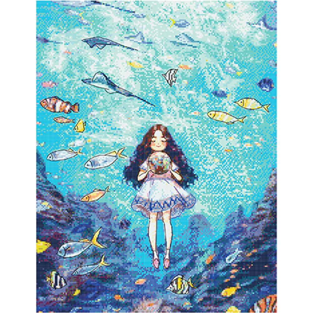 

Undersea Girl - 11CT Stamped Cross Stitch - 65*50cm, 501 Original
