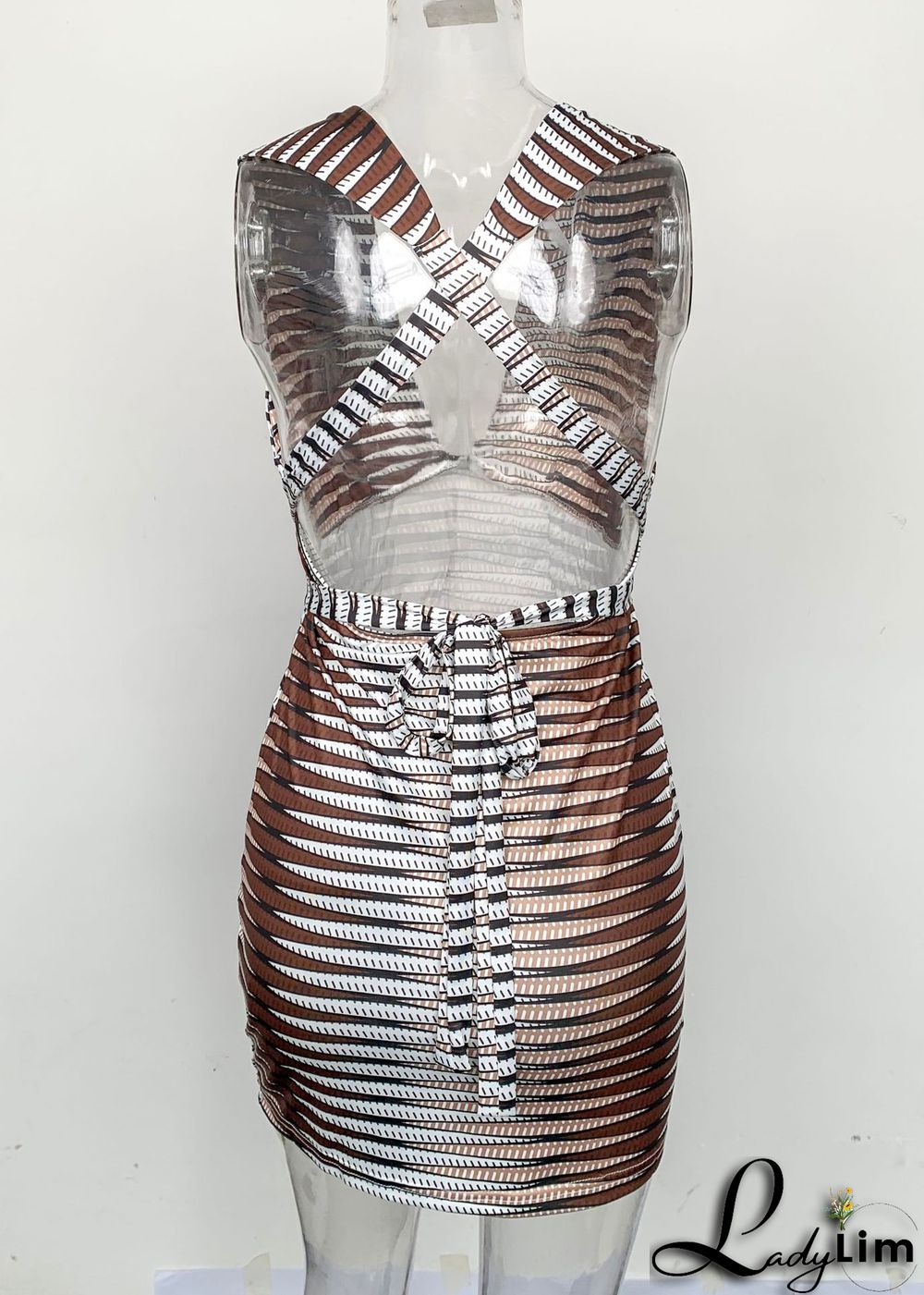 Women Summer Lace-Up Sleeveless Backless Mini Dress