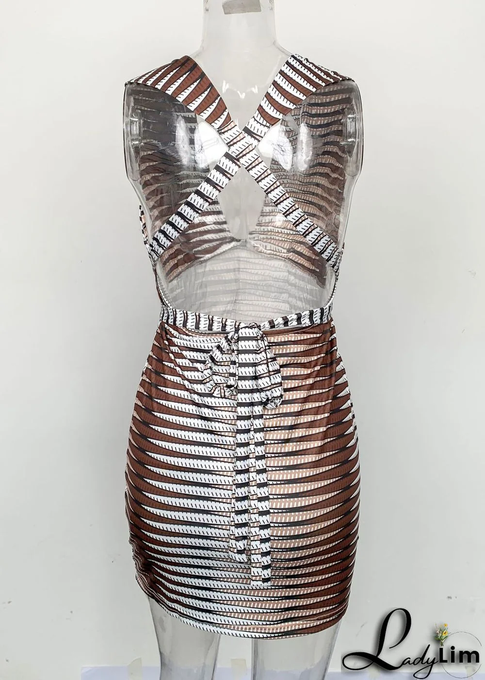 Women Summer Lace-Up Sleeveless Backless Mini Dress