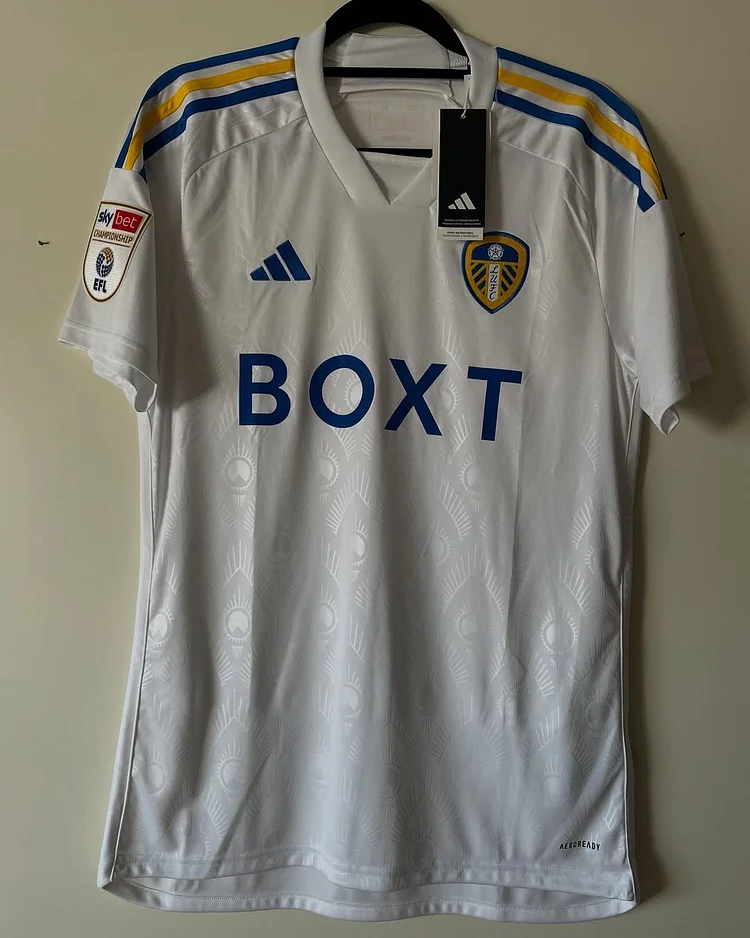 Fans Version 2023-2024 Leeds United Home (with Champions EFL Patch) Soccer Jersey