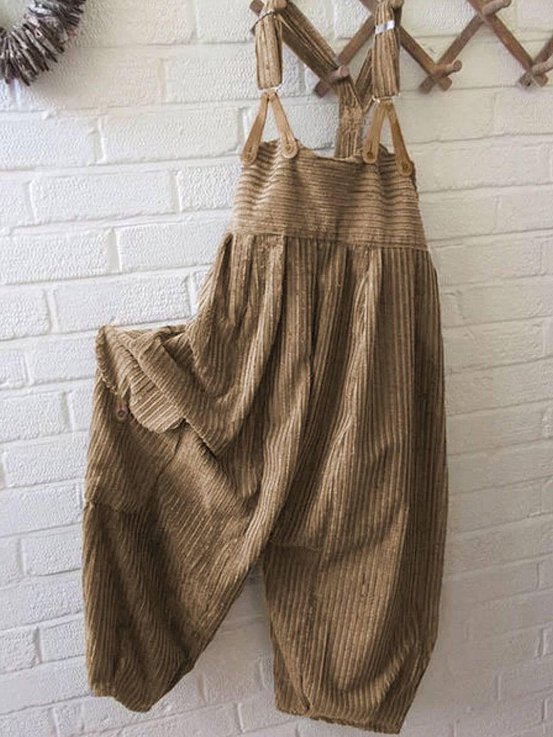 Light Gray Stripes Casual Cotton-Blend One-Pieces | IFYHOME