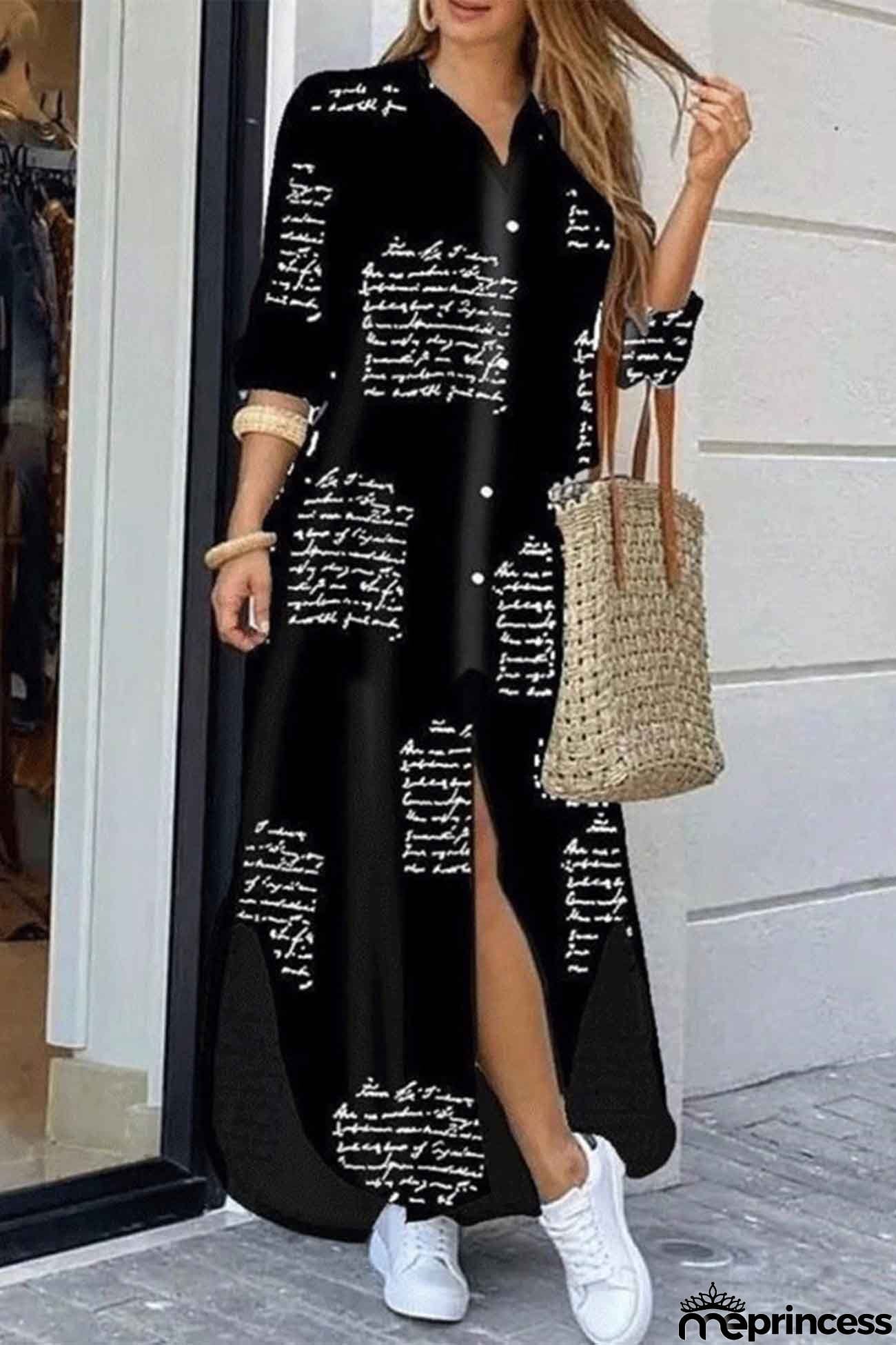 Long Sleeve Button Up Pocket Shirt Dress