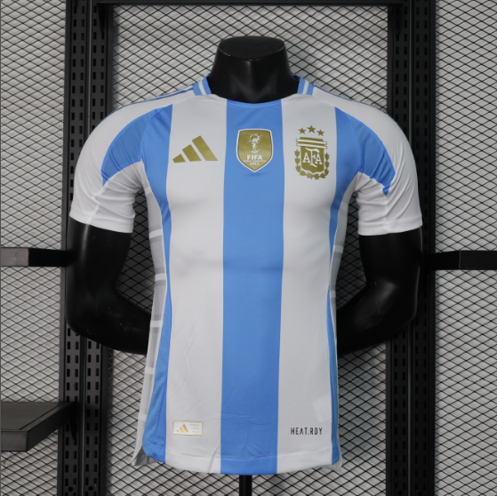2024 Argentina Home Player Version With Champion Patch Football T-Shirt Thai Quality