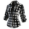 Women's Vintage Classic Black And White Plaid Flannel Shirt by Inlyline