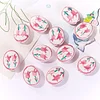 Lovely Painting Pink Flower Butterfly Beads DIY Jewelry Accessories