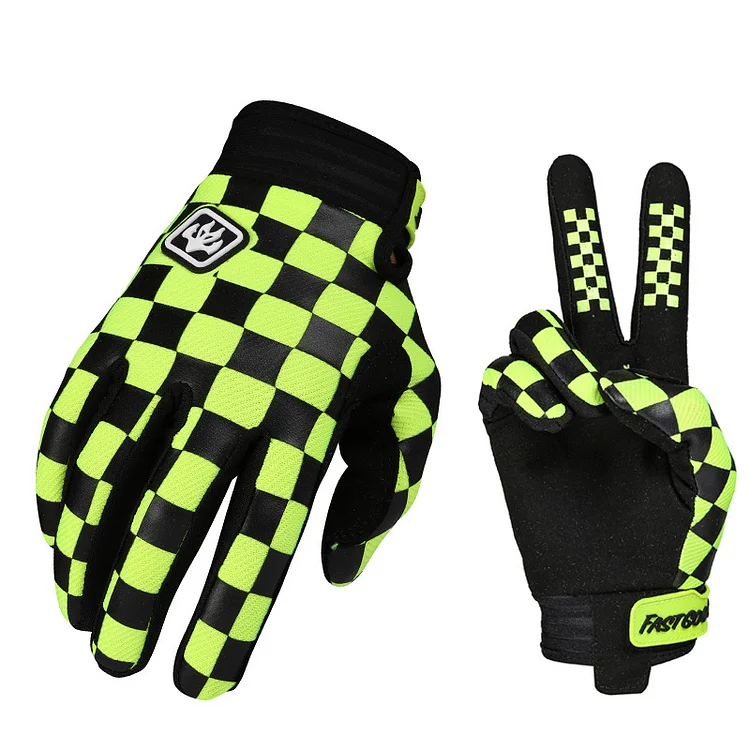 Stylish Checkerboard Motorcycle Gloves