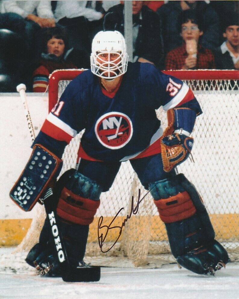 VINTAGE BILLY SMITH SIGNED NEW YORK NY ISLANDERS GOALIE 8x10 Photo Poster painting #5 Autograph