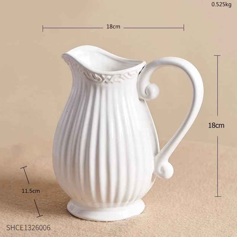 European Style White Ceramic Vase Modern Home Decoration Living Room Desktop Decor Accessories Vase Decoration Household Gifts