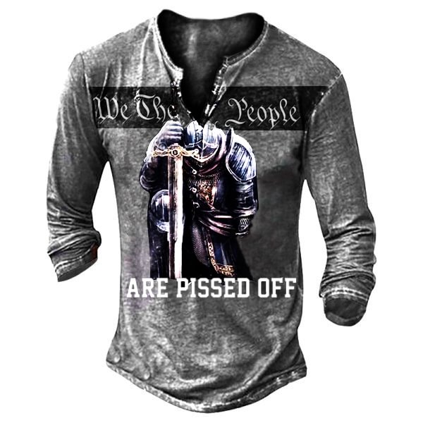 We The People Are Pissed Off Vintage Henley Button Long Sleeve Shirt-Compassnice®