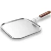 Stainless Steel Square Frying Pan/Grill Pan 304 Home Use Uncoated with Wooden Handle, Three-layer Structure with Aluminum Core, Suitable for Home and Outdoor Extra Large Flat Cooking Tray, All Stovetops