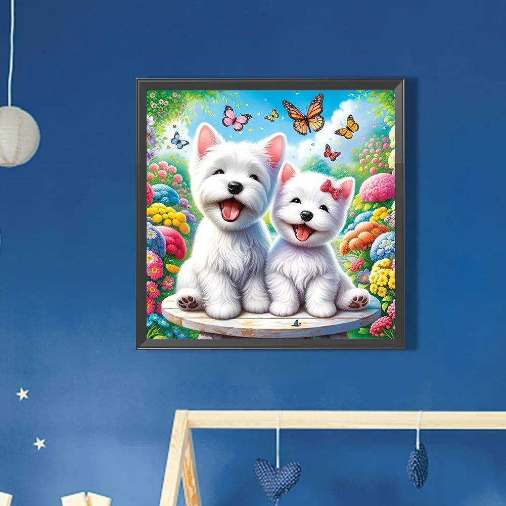 Partial AB Diamond Painting - Full Round Drill - Happy Dogs(Canvas|35*35cm)