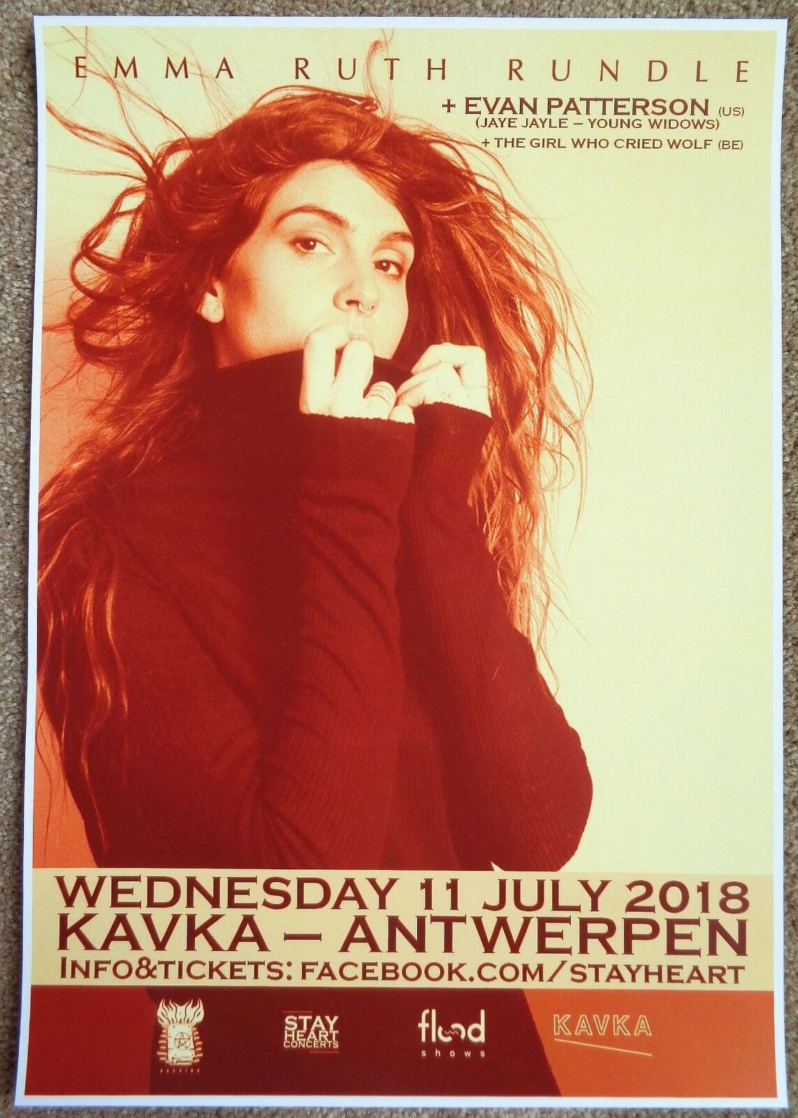 EMMA RUTH RUNDLE 2018 Gig POSTER Antwerp Belgium Concert