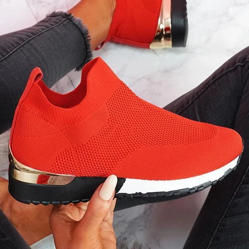 Woman Vulcanize Shoes 2021 Trendy Mesh platform Sneakers Socks Size 43 Women Shoes Breathable Socofy Casual Flats Zapatos Mujer