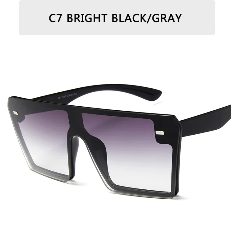 Oversized Gradient Square Sunglasses Men Women Flat Top One Piece Lens Sun Glasses Women Brand 2019 Shades Mirror