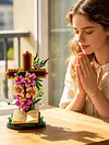 Jesus Cross Flowers Building Blocks Set Building Bricks Kit Construction Bricks Toy Gifts for Anniversaries Valentines Day Halloween